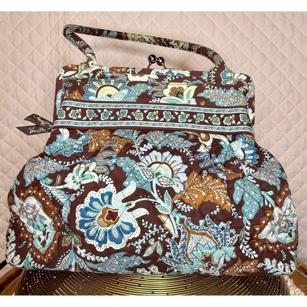 Vera Bradley Bag Retired Boho Country Java Blue KissLock Handbag Quilted Paisley